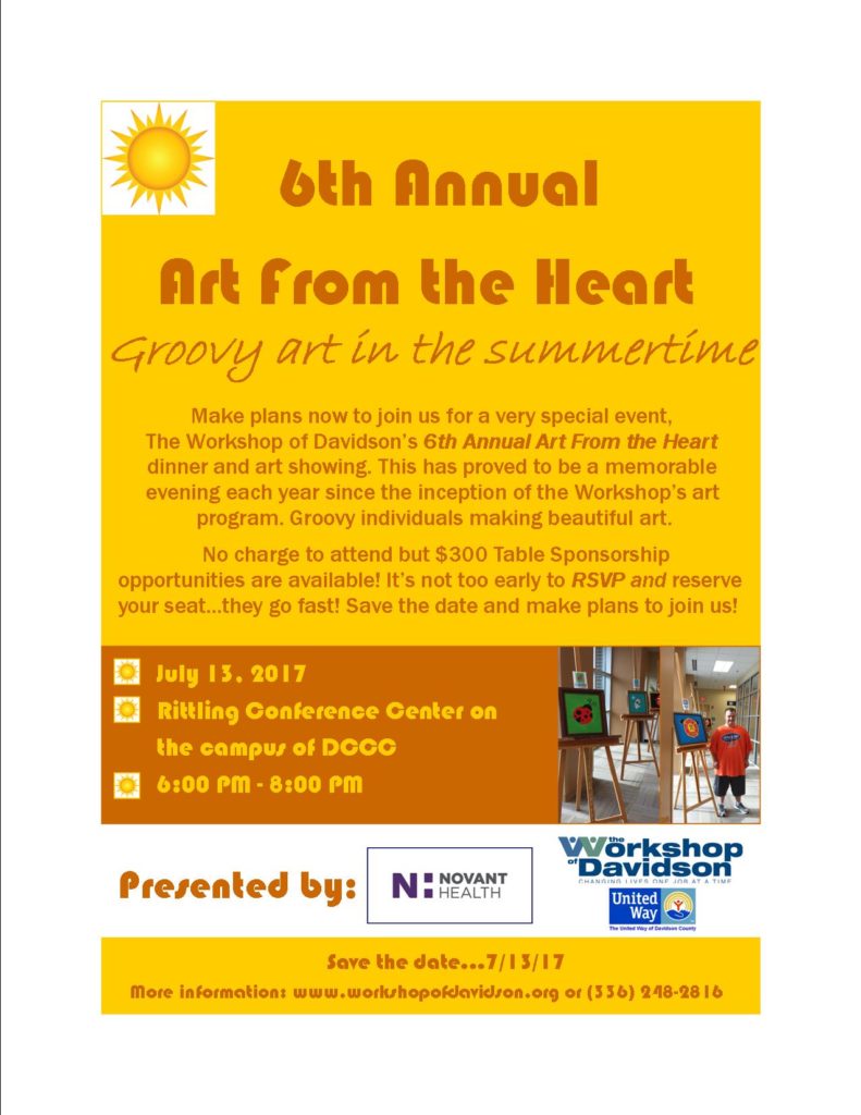 6th Annual Art From the Heart - Save the date flyer - 2017